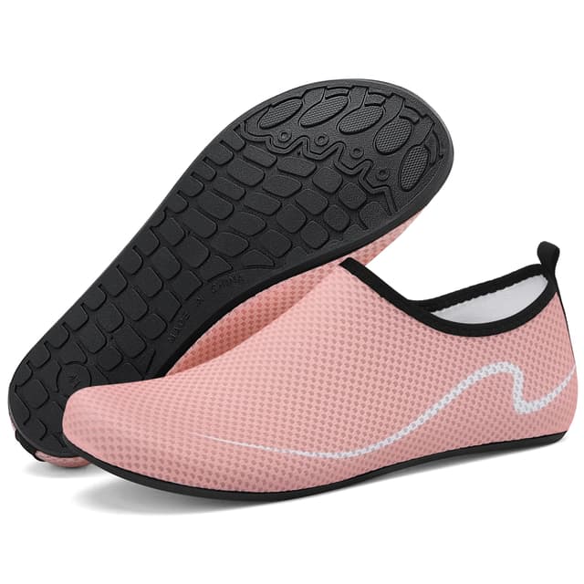 VOLHAL Unisex Badeschuhe Wasserschuhe Schnell Trocknend Schwimmschuhe rutschfest Strandschuhe Wassersportschuhe, Gr.34-47 40 EU Rosa W993
