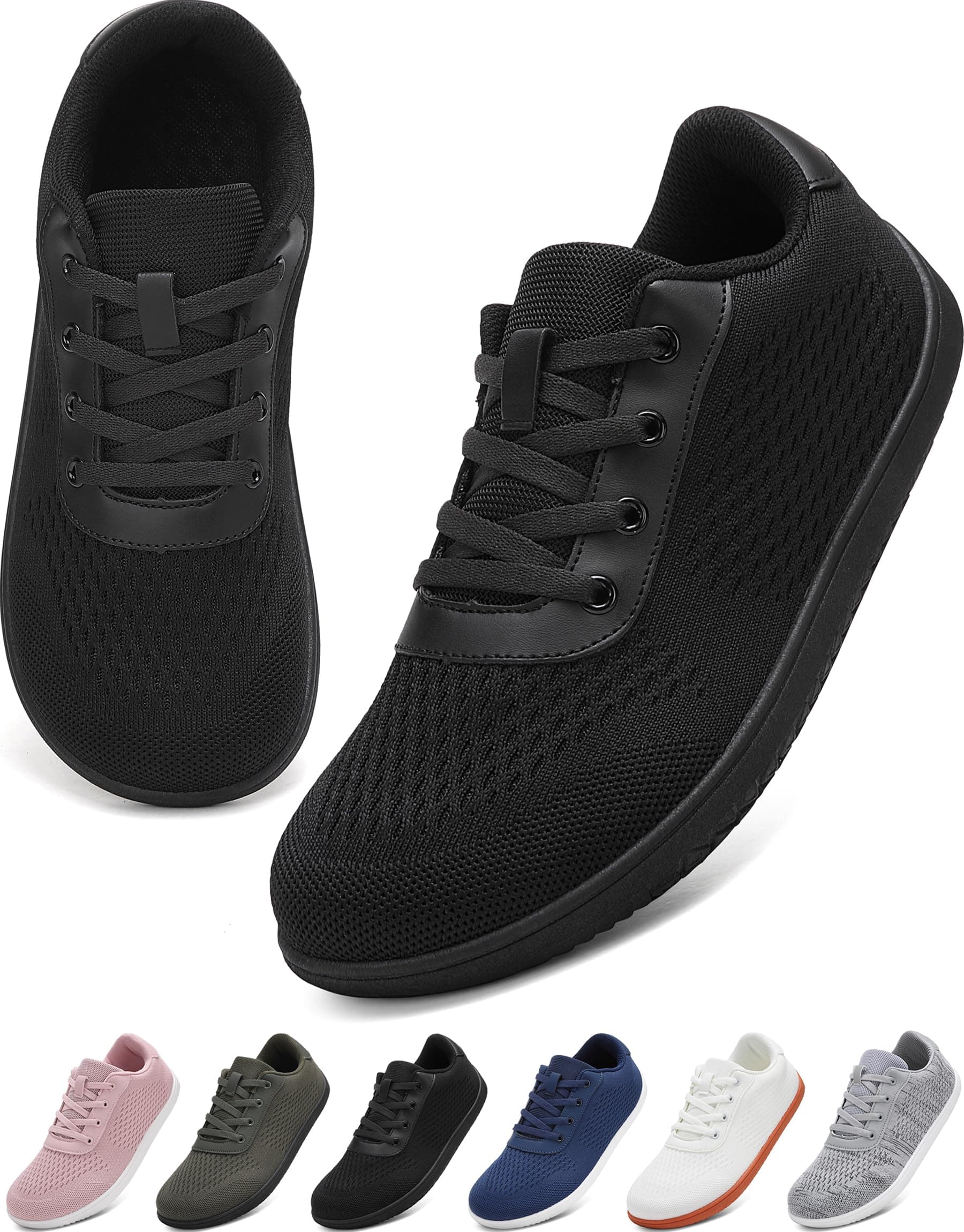 VOLHAL Barfußschuhe Damen Herren, Minimalistische Barfuss Schuhe mit Breiter Zehenbox & Zero Drop, Leichtgewicht Atmungsaktive Sneaker für Fitness, Wandern, Joggen & Alltag 39 EU Weit Schwarz 1125