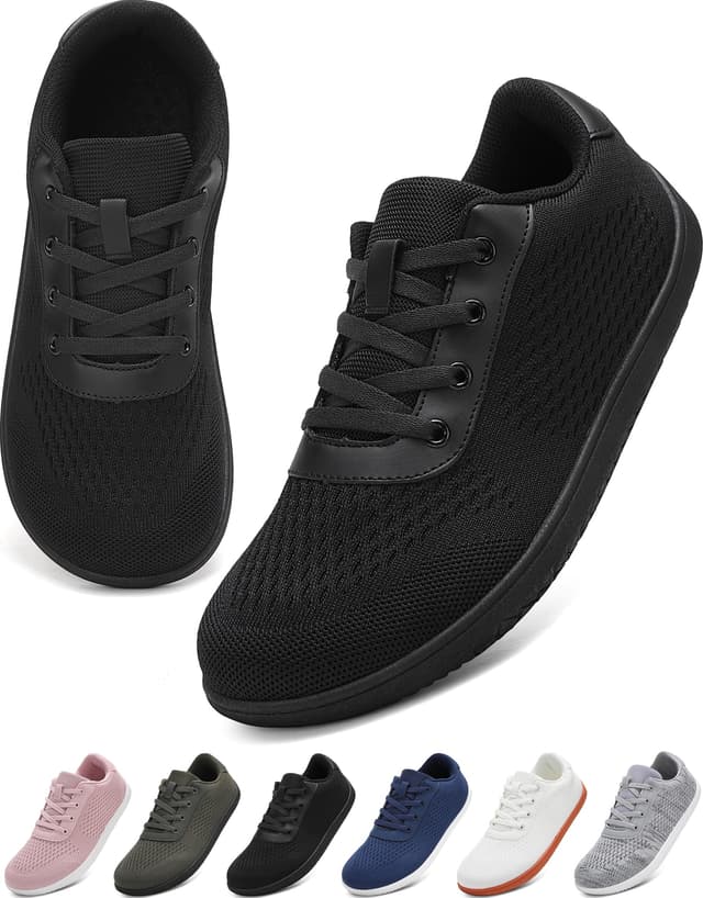 VOLHAL Barfußschuhe Damen Herren, Minimalistische Barfuss Schuhe mit Breiter Zehenbox & Zero Drop, Leichtgewicht Atmungsaktive Sneaker für Fitness, Wandern, Joggen & Alltag 39 EU Weit Schwarz 1125