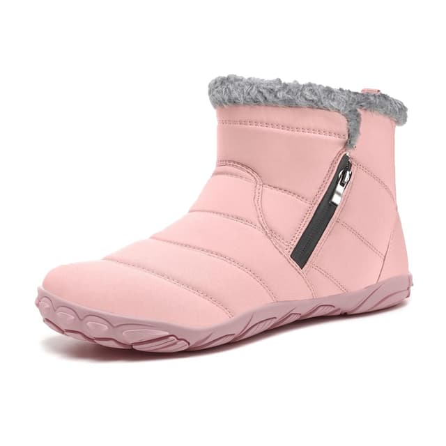 Bravover Barfußschuhe Herren Damen Winterstiefel Winterschuhe Schneestiefel Warm Gefüttert Wanderschuhe Rutschfest Wanderstiefel Stiefel Trekkingschuhe 42 EU Rosa
