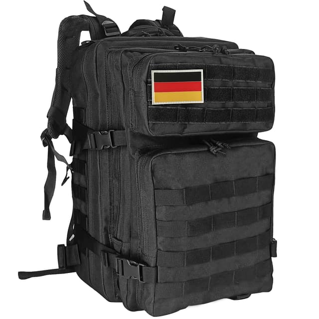 Oreunik Militär Rucksack Herren,45L Wasserdicht Taktischer Bundeswehr Rucksack Molle Rucksäcke Survival Backpack für Wandern im Freien Trekking Camping Wandern Angel Reise Arbeit Schwarz