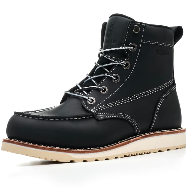 SL-Saint Handgefertigte Wasserdichte Weiche Moc Toe Stiefel Klassische Echtlederstiefel Knöchel 44 EU Schwarz Keil