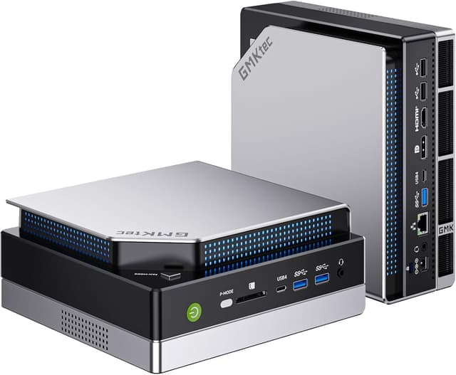 GMKtec EVO-X2 AI Mini-PC AMD Ryzen AI Max+ 395 (bis zu 5,1GHz) Mini Gaming PC, 96GB LPDDR5X 8000MHz (8GB*8), 1TB PCIe 4.0 SSD, 8K-Display für Vier Bildschirme, WiFi 7 & USB4, SD-Kartenleser 4.0 EVO AI 395 X2-96+1T
