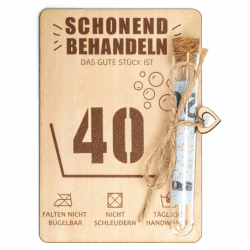 Kunoli Geschenk zum 40 Geburtstag Frau Mann, Geldgeschenke Geburtstag 40, Handmade Holz Geschenkset mit Umschlägen Gutschein (40)
