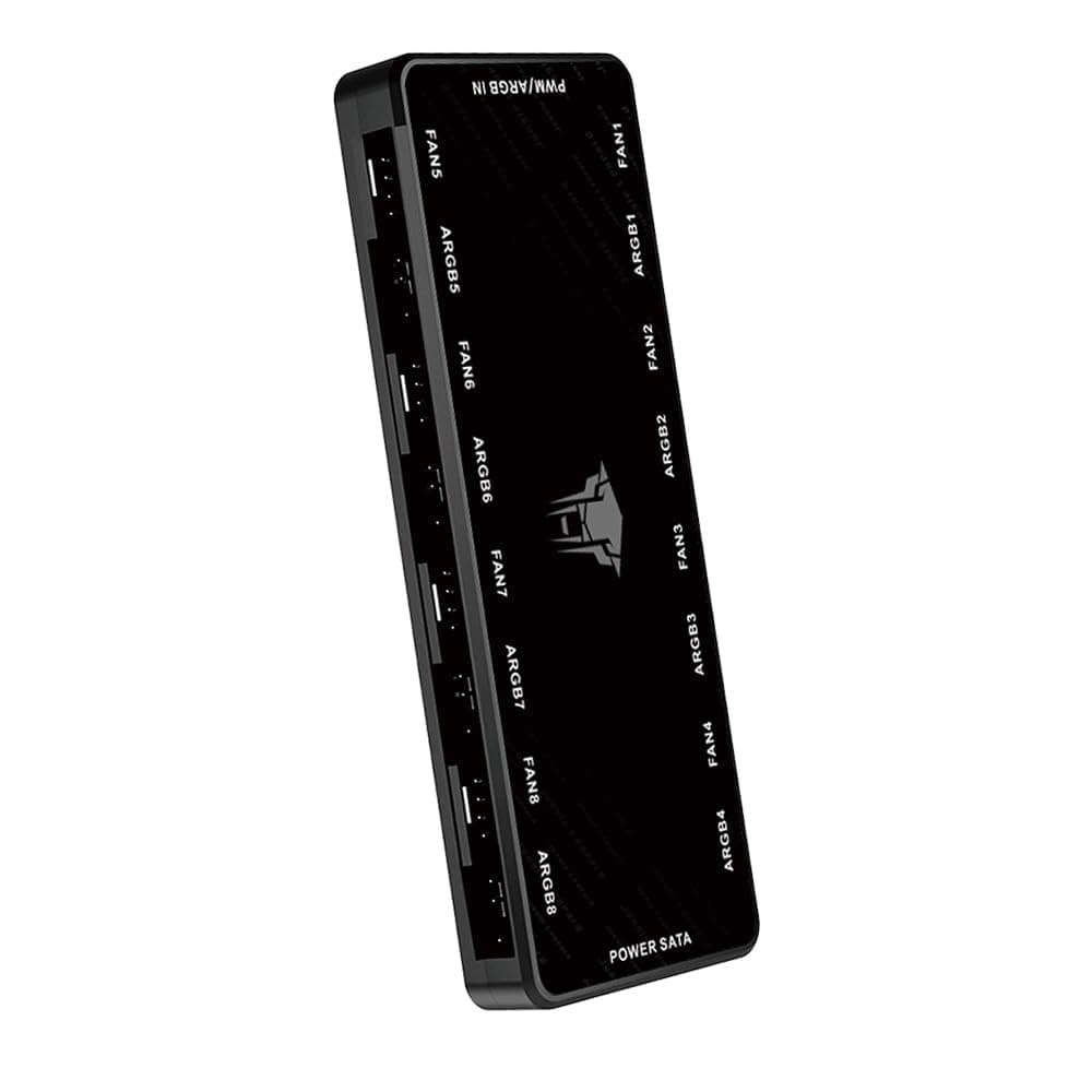 Jungle Leopard ARGB PWM Fan HUB Controller Unterstützung 8-Gruppen von Lüftern, 8-Port 4-Pin PC Fan Controller, 5V-3Pin ARGB Fan Hub, magnetische Saugung, SATA Netzkabel