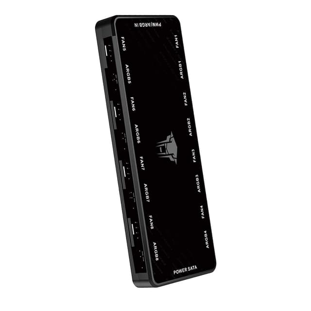 Jungle Leopard ARGB PWM Fan HUB Controller Unterstützung 8-Gruppen von Lüftern, 8-Port 4-Pin PC Fan Controller, 5V-3Pin ARGB Fan Hub, magnetische Saugung, SATA Netzkabel