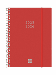 Finocam - Terminkalender Spiralbindung 18 Monate 2025 2026 Horizontale Wochenansicht Juli 2025 - Dezember 2026 (18 Monate) Rot International Rot Horizontale Wochenansicht