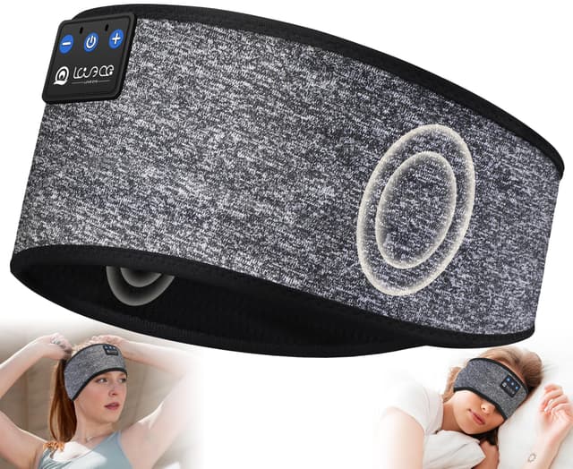 LOVE EYE Schlafkopfhörer Bluetooth, Kopfhörer Schlafen, Schlaf Stirnband Kopfhörer Headband Schlafmaske, Sportskopfhörer Musik schlafen Stirnband für Sport Training, Joggen, Yoga, Reisen Grau YLZ Hellgrau