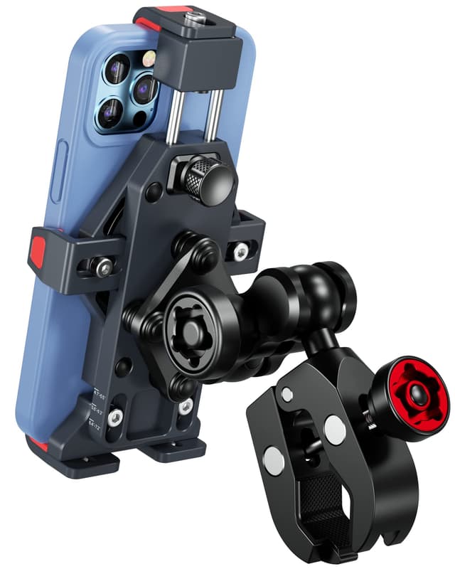 BRCOVAN Motorrad Handyhalterung mit Vibrationsdämpfer, Diebstahlsichere Aluminiumlegierung Handy Motorradhalterung, 360° Drehbar Lenker Halter für Fahrrad Roller ATV UTV, für 4,7-7,2 Zoll Smartphone