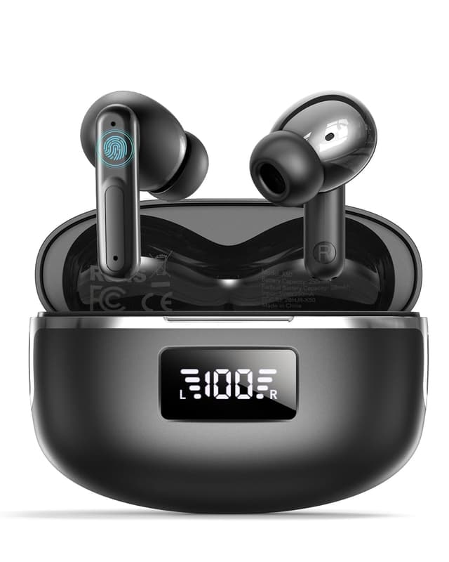 AI Kopfhörer Übersetzer, 3-in-1 Sprachübersetzer Kopfhörer 134 Sprachen mit App, 5 Übersetzungsmodi Echtzeit Übersetzer Ohrhörer, 60H Bluetooth 5.4 translator earbuds für Lernen, Reisen, Business Deep Space Schwarz