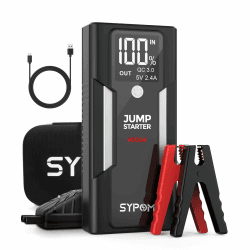 Tragbare Starthilfe, 4000A Peak Autobatterie Starthilfe, 12V Batterieladegerät für LKW bis zu 10L Diesel, Motorrad, Dual USB Power Bank, LED-Licht, Autozubehör für Straßenrand Notfall-Kit