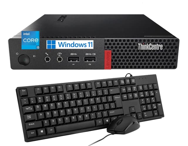 Lenovo ThinkCentre M710q Mini Desktop Computer PC, Intel Core i5-7500, 16GB RAM, 256GB SSD, WiFi, Bluetooth, US Tastatur, Windows 11 Pro (Generalüberholt)