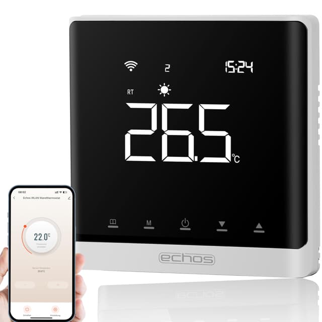 Wandthermostat Heizung Smart Fußbodenheizung WLAN Raumthermostat Über Smartphone Tuya Smart Life Amazon Alexa Google Home steuerbar Thermostat Fußssbodenheizung Programmierbares Raumthermostat Weiß / Schwarz
