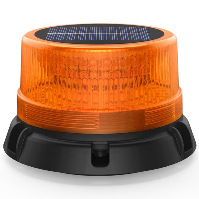 Fxlpower Solar-Energie LED Rundumleuchte Akku, Gelb Warnleuchte für Baufahrzeuge Gabelstapler-Traktor Golfwagen Anhänger Schneepflug