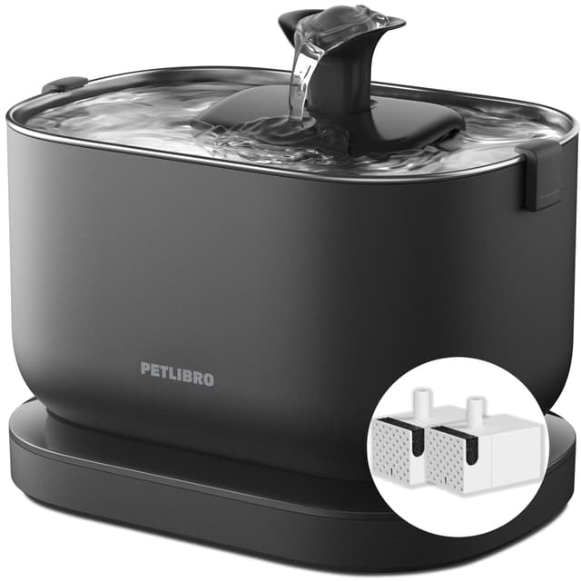 PETLIBRO Katzenbrunnen Kabellos mit Bewegungsmelder, Einfache Reinigung, Nr.1 Dockstream Trinkbrunnen für Katze Kabellos mit Akku 5000mAh, 23dB Ultraleise, BPA-frei, 2 Pumpe Schwarz Trinkbrunnen