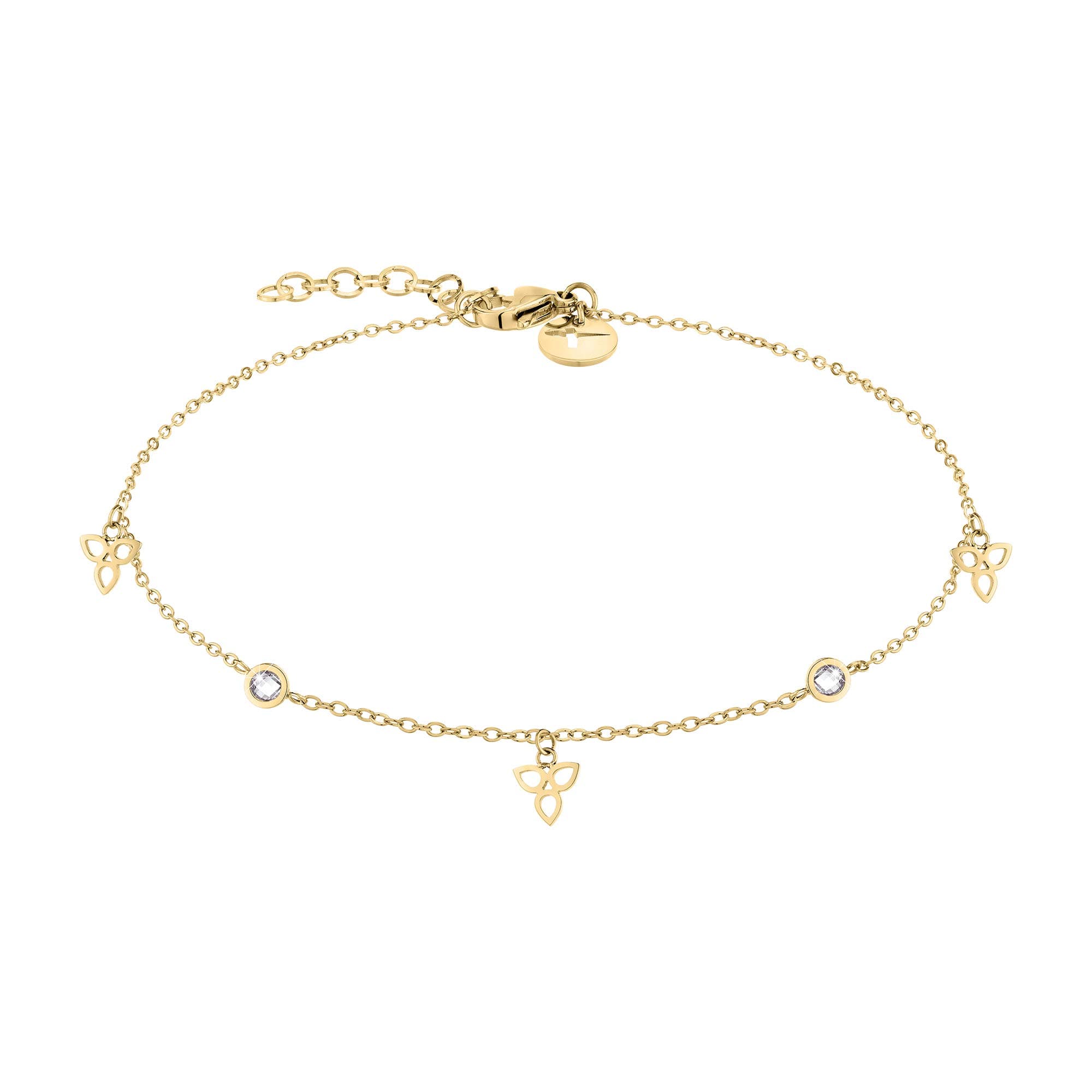 Tarmaris Fußkettchen für Damen, Frauen Fußschmuck wasserfest aus Edelstahl, Fußkette verstellbar Flower Gold