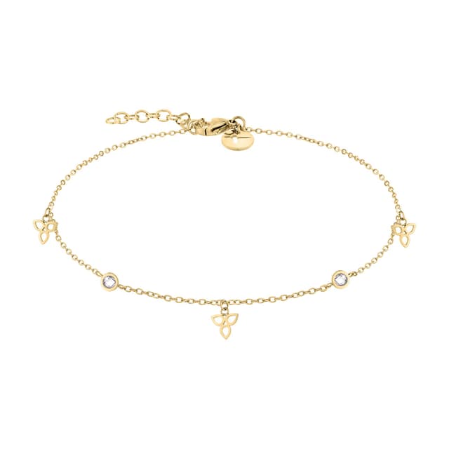 Tarmaris Fußkettchen für Damen, Frauen Fußschmuck wasserfest aus Edelstahl, Fußkette verstellbar Flower Gold