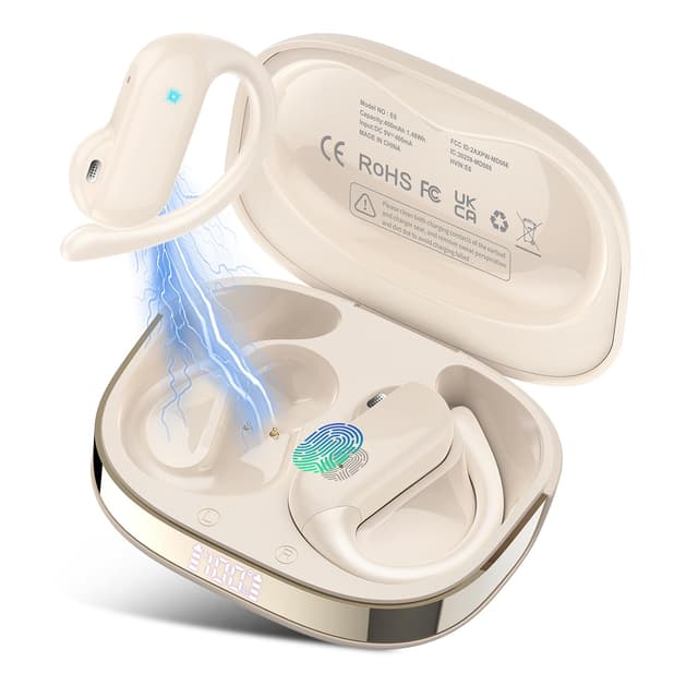 KI Übersetzer Kopfhörer, 3-in-1 Echtzeit Sprachübersetzer Kopfhörer mit ENC und App, 32 Std Übersetzungskopfhörer mit 164 Sprachen & 7 Modi, Open Ear Übersetzer Ohrhörer für Geschäftlich/Lernen Weiß