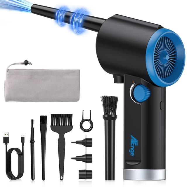 ATEngeus Elektrische Staubgebläse, 6000 mAh Druckluftspray Staubgebläse, Air Duster für Computer, Stufenlose Geschwindigkeit Tastatur Reinigung Luftspray, ersetzt Druckluftspray, mit Reinigungsbürste TAD07-B