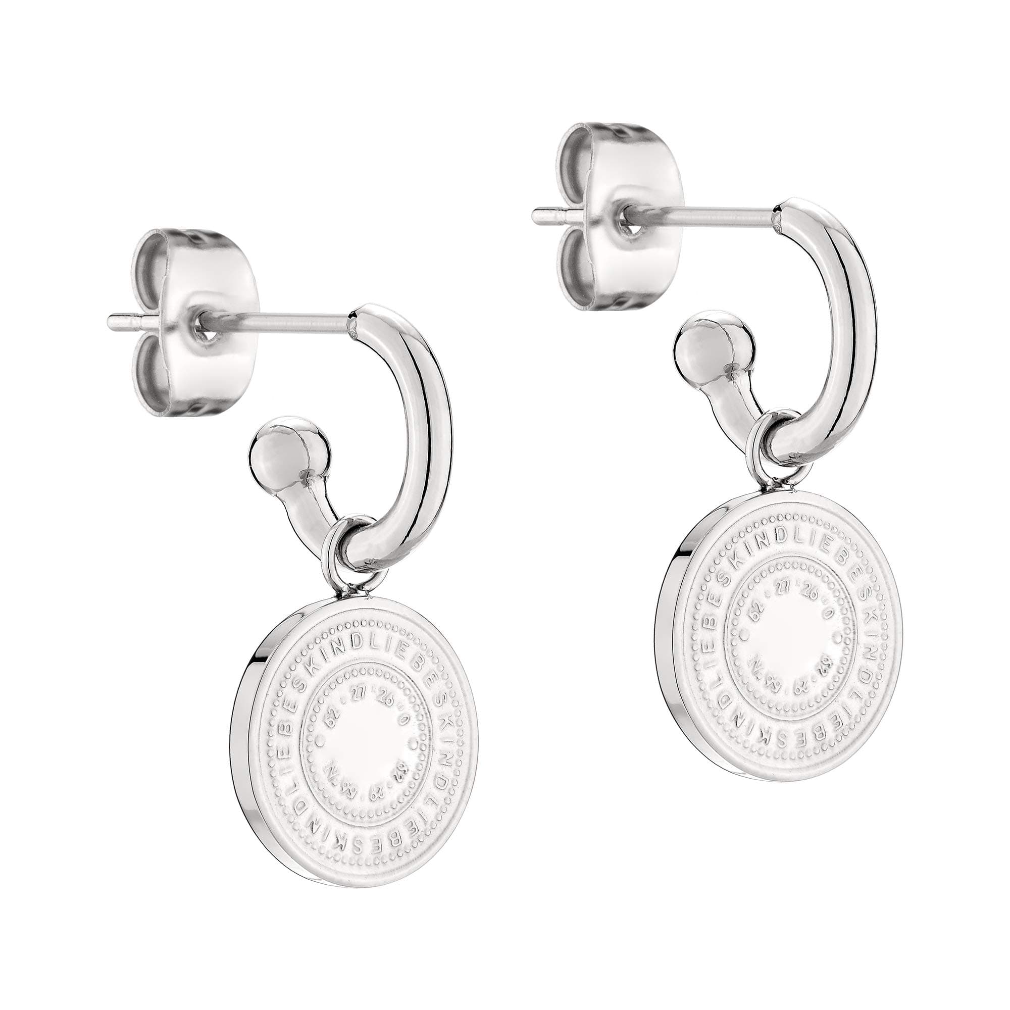 Liebeskind Berlin Ohrring mit Anhänger aus Edelstahl (Silber), 26 mm