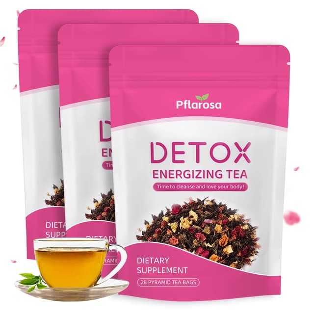 Detox Tee zum Abnehmen 3er Pack – Detox Tea for Weight Loss – 84 Tage Kräutertee für Stoffwechsel & Verdauung – Sanfte Reinigung mit Camellia & Löwenzahn Pink