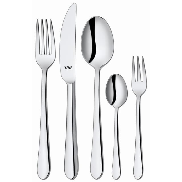 Silit Midi Besteck Set 6 Personen, 30-teilig, Monobloc-Messer, Crominox Edelstahl 18/10 poliert, glänzend, spülmaschinengeeignet Silver 23.8 x 17.2 x 4 cm