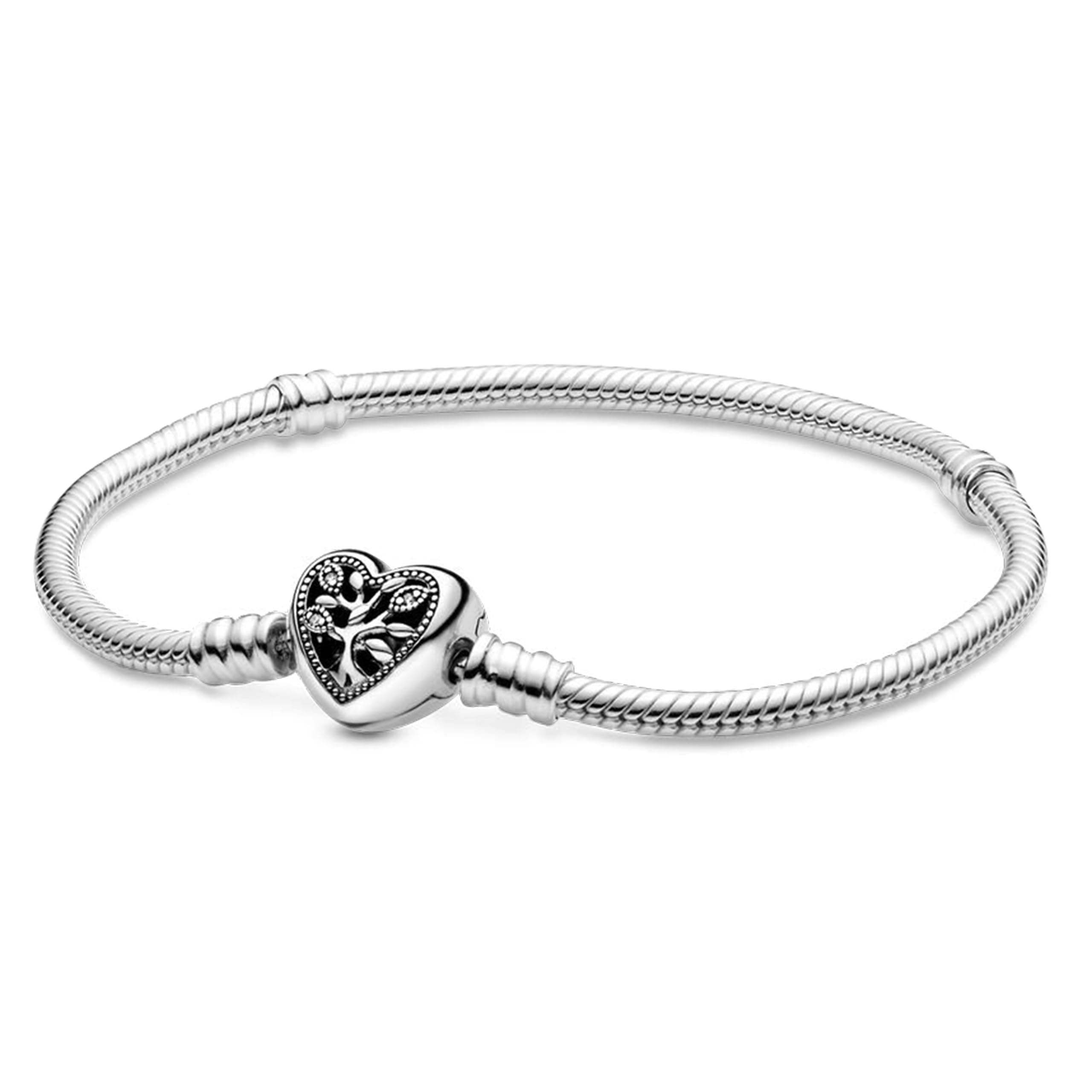 PANDORA Damen-Armband Moments Familienstammbaum Herz-Verschluss 925 Silber Armband für Charms 598827C01 20cm