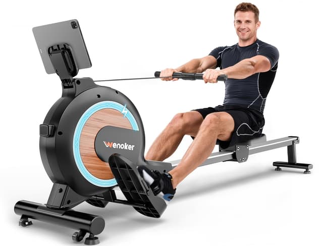 Wenoker Rudergerät mit Magnet-Fitnesstrainer, Rudergerät für Zuhause 32 Stufen Widerstand mit Exklusiver APP, Indoor-Gerät für das Home-Gym, Cardio-Trainingsgerät, 160 kg Kapazität mit LCD-Monitor H310F