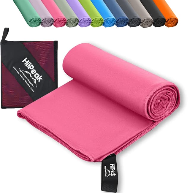 HiiPeak Mikrofaser Handtuch Kompakt und Leicht Microfaser Handtücher Fitness Schnelltrocknend microfaser Badetuch Saugfähiges Sporthandtuch Fitnessstudio Schwimm und Gym Handtuch 80 x 40 cm Rosa