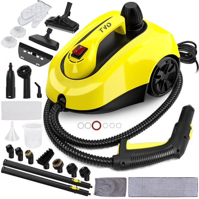 TVD Dampfreiniger, Polstermöbelreiniger, Dampfreiniger mit 5 m extra langem Netzkabel für Bodendampfer, Ofen, Teppich, Sofa, Polster, Bettwanzen Hellgelb
