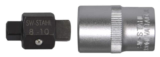 SW-Stahl 03000SB Öldienst-Steckschlüssel, 1/2, 8 mm, 10 mm I Umsteckbar | 4-Kant | Chrom-Vanadium | Spezialwerkzeug für Ölwechsel