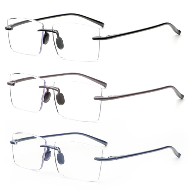 KoKoBin 3 Stück Randlos Lesebrille super Light Anti Blaulicht Computerbrille Lesebrillen für Damen und Herren (3 Stück, 3.5, Dioptrien) 3 Stück 3.5 Dioptrien