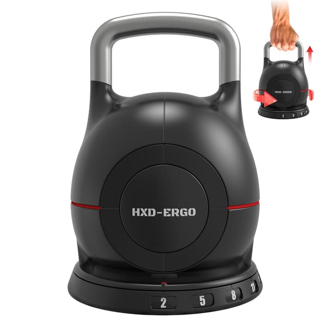 HXD-ERGO Verstellbare Kettlebell Set 7 in 1 Kugelhantel mit massivem Aluminiumgriff für sicheres Home Fitness Heimtraining, Sparen Sie Platz, 2kg-20kg Kettlebells 20 Kilogramm