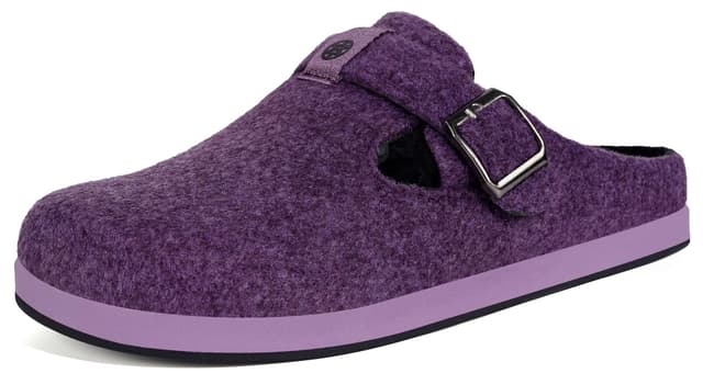 Sisttke Hausschuhe Damen Herren Filzpantoffeln Unisex Winter Geschlossen Pantoffeln mit Wechselfußbett 41 EU Lila 2440