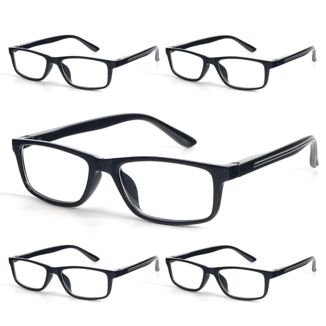 UVTQSSP 5er-Pack Lesebrille Herren Damen Quadratische Schwarz Lesebrillen Federscharnier Computer Brillen 5 Pack 1.5 x