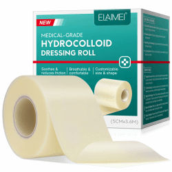 Hydrokolloid Pflaster Rolle 5cmx3.6m, Hydrokolloid Rolle für Wundverbände, Selbstklebender Wasserfestes Hydrokolloid Wundpflaster & Hautfreundlich Wundauflagen für Schnittwunden und Kratzer (1)