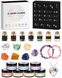 Adventskalender Kerzen 2025 mit Kristalle Edelsteine,Duftkerze Geschenkset für Frauen,Spirituelle Weihnachtskalender mit Chakra Heilsteine,Yoga Meditation Deko,Esoterik Geschenke für Erwachsene Damen