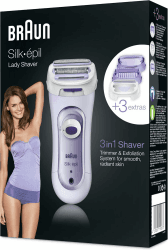 Braun Silk-epil 5-560 3-In-1 Kabelloser Elektrischer Rasierer, Trimmer- und Peeling-System, lila