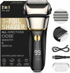 Folienrasierer Herren,2 in 1 Rasierer Herren Elektrisch Wiederaufladbarer USB Rasierapparat Herren Nassrasierer & Trockenrasierer Elektrorasierer Herren 100 Min Laufzeit,Zero Gap Skin,IPX7,Reisesperre Schwarz