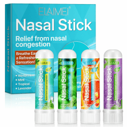 Nasal Stick 4 Pack, Schnelle Hilfe Von Einer Verstopften Nase, Verbessert die Atmung und Steigert Den Fokus, Mit ätherischen Ölen und Menthol Gemacht, Bietet Frische Kühlung Sensation