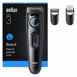 Braun Barttrimmer Series 3, Elektrischer Bartschneider Herren mit 3 Zubehörteile, Ultrascharfe ProBlade Klinge, 50 Min Akkulaufzeit, Kabelloser Bartrasierer, 40 Längen, Wasserdicht, BT3520, Schwarz