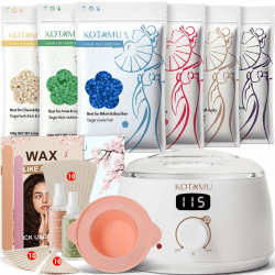 KOTAMU Waxing Set Professionelles, Digitaler Wachswärmer zur Heisswachs Haarentfernung, 600g Wax, 44 Zubehör, Silikonschale und -Stab, Den Einsatz im Heimsalon für Frauen und Männer Plus Wachs-Kit 600 g (1er Pack)