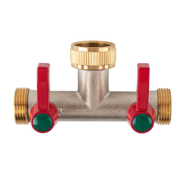 Tesmotor T-Verteiler für Wasserhähne, 3/4" 2-Wege-Verteiler Anschlussmöglichkeit für 2 Geräte an den Wasserhahn