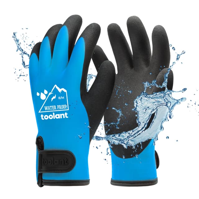 toolant 100% Waaserdichte Arbeitshandschuhe für Herren und Damen, Arbeitshandschuhe Winter für kaltes Wetter, Touchscreen, Warme Thermohandschuhe (Blau, Medium (Packung von 1)) M Blau (1 Paar)