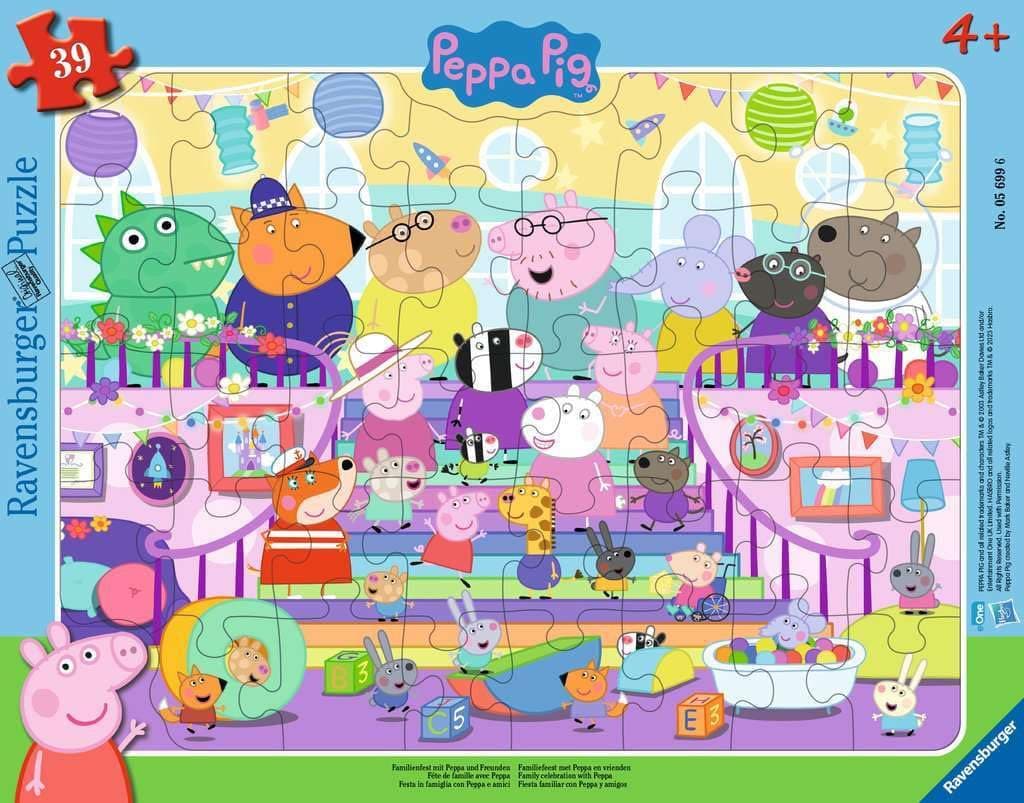 Ravensburger Kinderpuzzle 05699 - Familienfest mit Peppa und Freunden - 39 Teile Peppa Pig Rahmenpuzzle für Kinder ab 4 Jahren