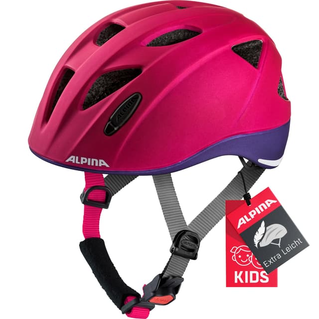 ALPINA XIMO L.E. - Leichter, Sicherer & Bruchfester Fahrradhelm Mit Optionalen LED-Licht Für Kinder deeprose-violet matt 49-54 cm