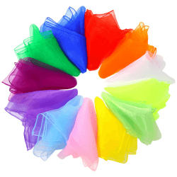 Fanshiontide 12 Stück Jongliertücher, 60x60cm Square Bunte Tanz Chiffontücher, Kindergarten Kindershow & Erwachsene Performance Tanztücher Schals für Tanzen, Jonglieren und Sensorisches 60*60cm Weiß + Gelb + Rot + Violett + Grün + Blau Angebot bei HelloDeals