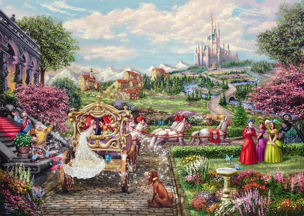 Schmidt Spiele 58038 Thoams Kinkade, Disney, Cinderella, Happily Ever After, 1000 Teile Puzzle