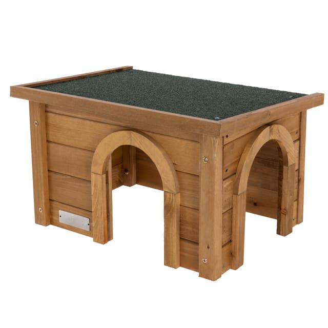 Kerbl Nagerhaus für Kanninchen (Haus aus Spießtanne, mit wetterfestem Bitumendach, Zwei Eingänge für artgerechte Haltung, für Außengehege geeignet, Rückzugsmöglichkeit für Hasen) 82852 Einzeln