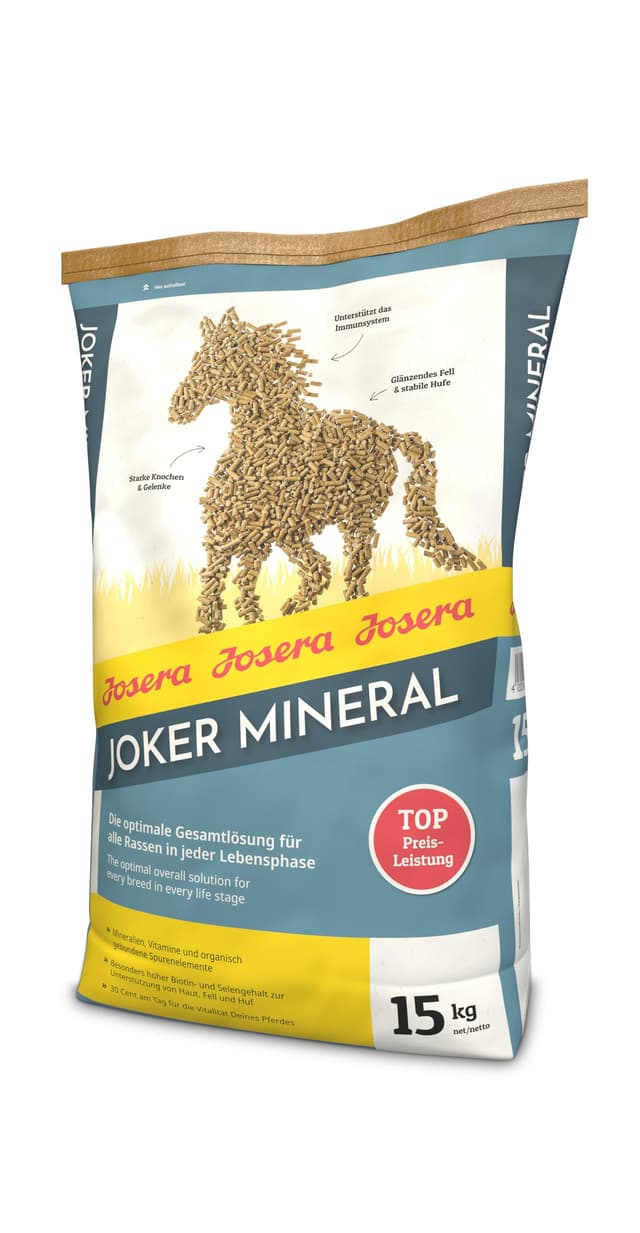 JOSERA Joker Mineral (1 x 15 kg) | Premium Pferdefutter für alle Rassen in jeder Lebensphase | optimale Gesamtlösung | starke Knochen & Gelenke | Mineralfutter Pferde | 1er Pack